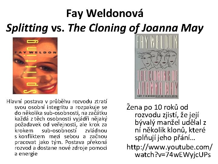 Fay Weldonová Splitting vs. The Cloning of Joanna May Hlavní postava v průběhu rozvodu