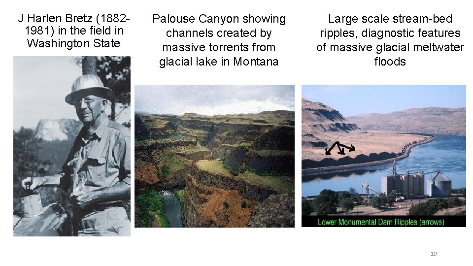 J Harlen Bretz (18821981) in the field in Washington State Palouse Canyon showing channels