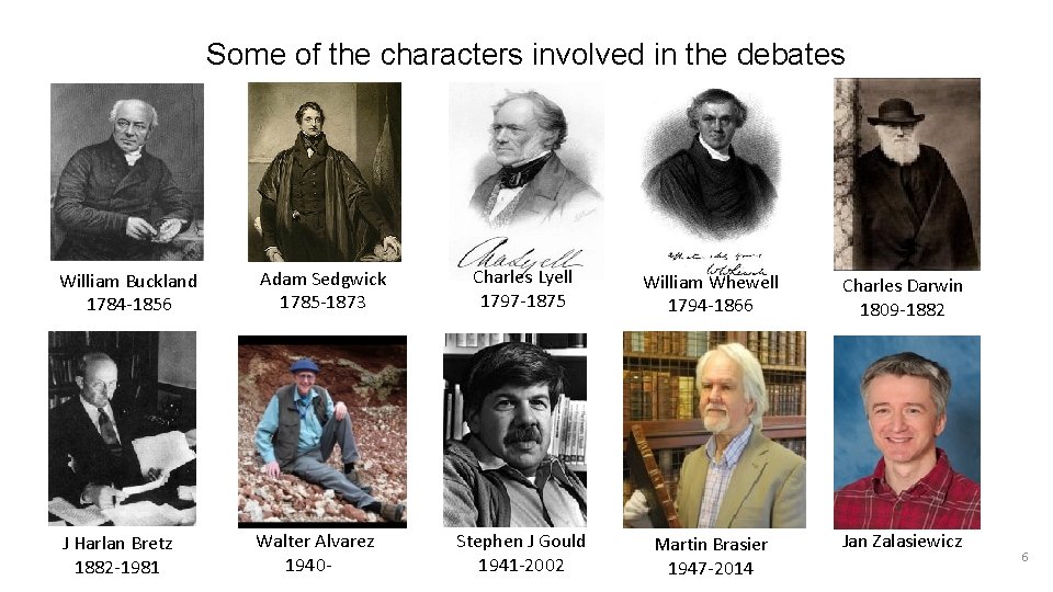Some of the characters involved in the debates William Buckland 1784 -1856 Adam Sedgwick