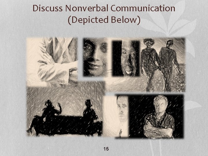 Discuss Nonverbal Communication (Depicted Below) 15 