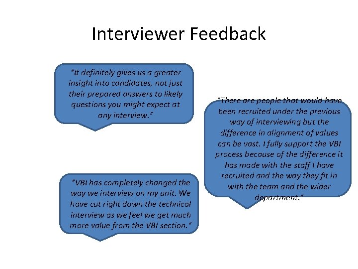 Interviewer Feedback “It definitely gives us a greater insight into candidates, not just their