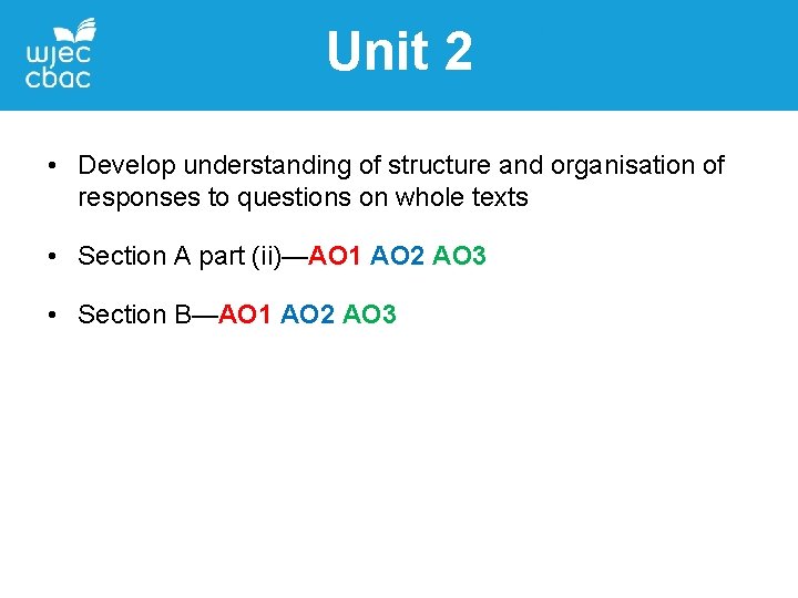 Unit 2 • Develop understanding of structure and organisation of responses to questions on