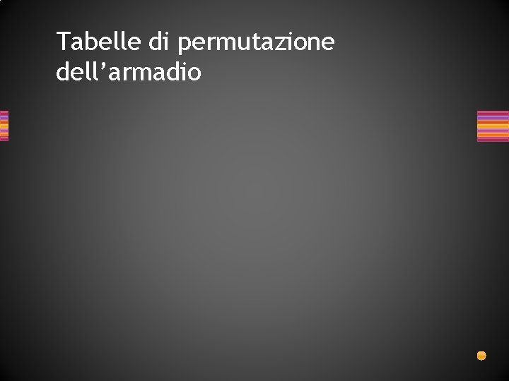 Tabelle di permutazione dell’armadio Tabelle di permutazione dell’armadio