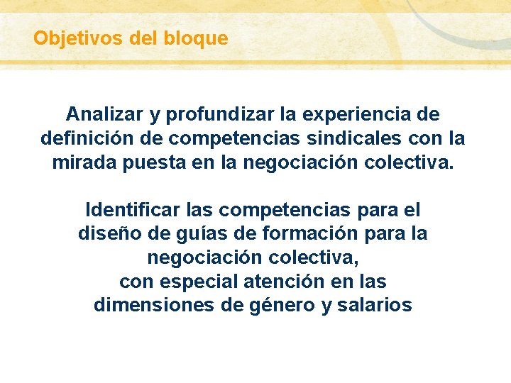 Objetivos del bloque GLOBALIZACIÓN: ALCANCE CONCEPTUAL Analizar y profundizar la experiencia de definición de Objetivos del bloque GLOBALIZACIÓN: ALCANCE CONCEPTUAL Analizar y profundizar la experiencia de definición de