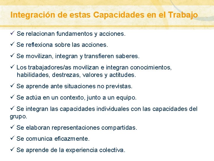 Integración de estas Capacidades en el Trabajo GLOBALIZACIÓN: ALCANCE CONCEPTUAL ü Se relacionan fundamentos Integración de estas Capacidades en el Trabajo GLOBALIZACIÓN: ALCANCE CONCEPTUAL ü Se relacionan fundamentos