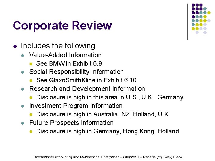 Corporate Review l Includes the following l l l Value-Added Information l See BMW