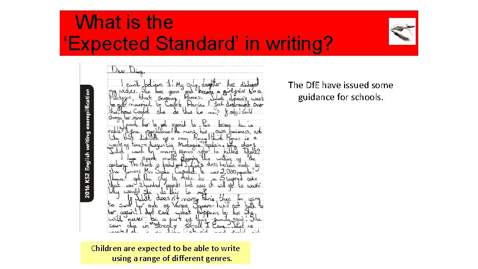 What is the ‘Expected Standard’ in writing? The Df. E have issued some guidance