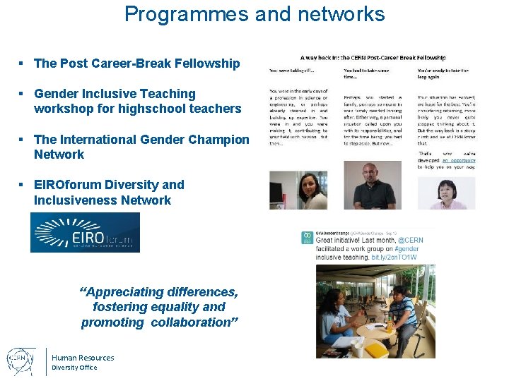 Programmes and networks § The Post Career-Break Fellowship § Gender Inclusive Teaching workshop for