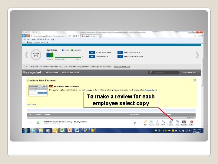 To make a review for each employee select copy 