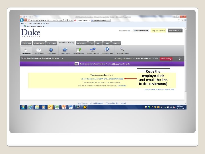 Copy the employee link and email the link to the reviewer(s) 