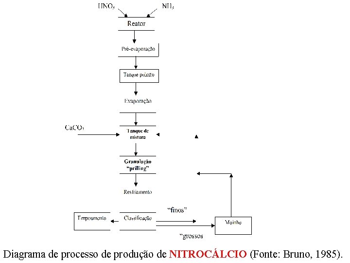 Diagrama de processo de produção de NITROCÁLCIO (Fonte: Bruno, 1985). 