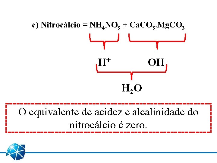 e) Nitrocálcio = NH 4 NO 3 + Ca. CO 3. Mg. CO 3