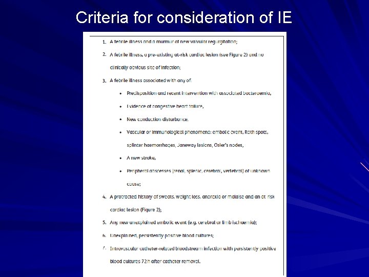 Criteria for consideration of IE 