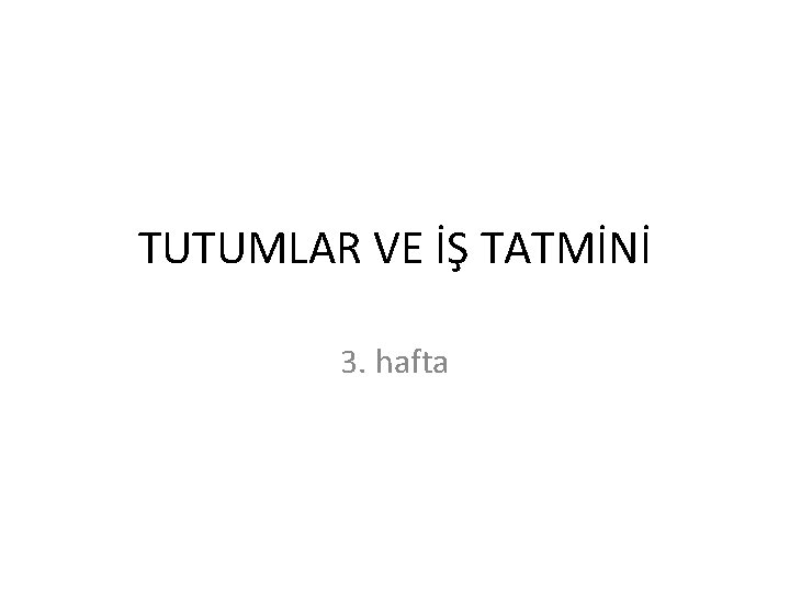 TUTUMLAR VE İŞ TATMİNİ 3. hafta 