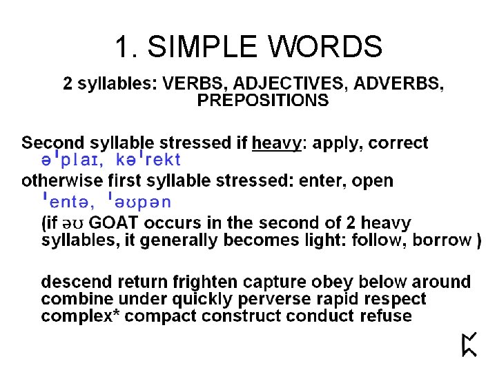 1. SIMPLE WORDS 1. SIMPLE WORDS