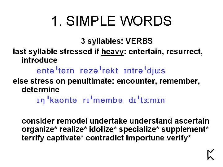 1. SIMPLE WORDS 1. SIMPLE WORDS