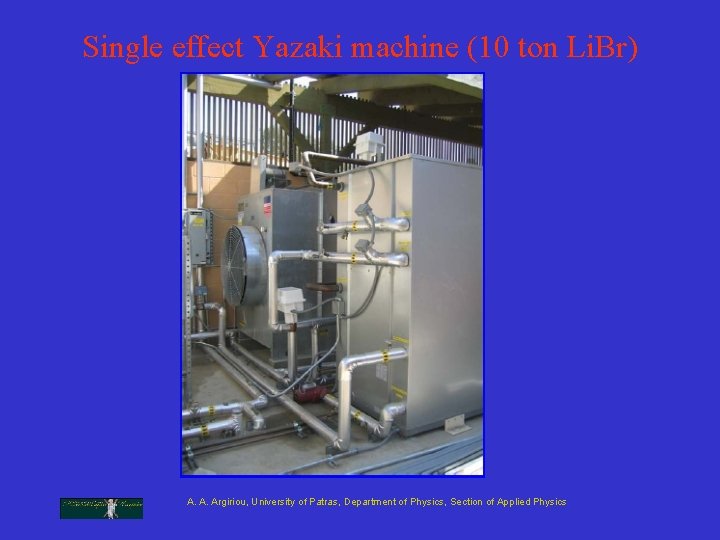 Single effect Yazaki machine (10 ton Li. Br) A. A. Argiriou, University of Patras, Single effect Yazaki machine (10 ton Li. Br) A. A. Argiriou, University of Patras,