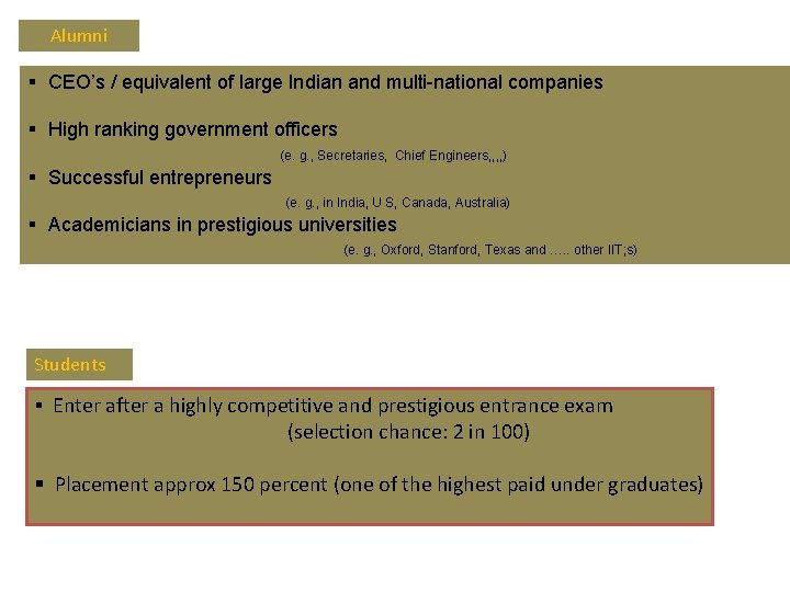 Alumni § CEO’s / equivalent of large Indian and multi-national companies § High ranking