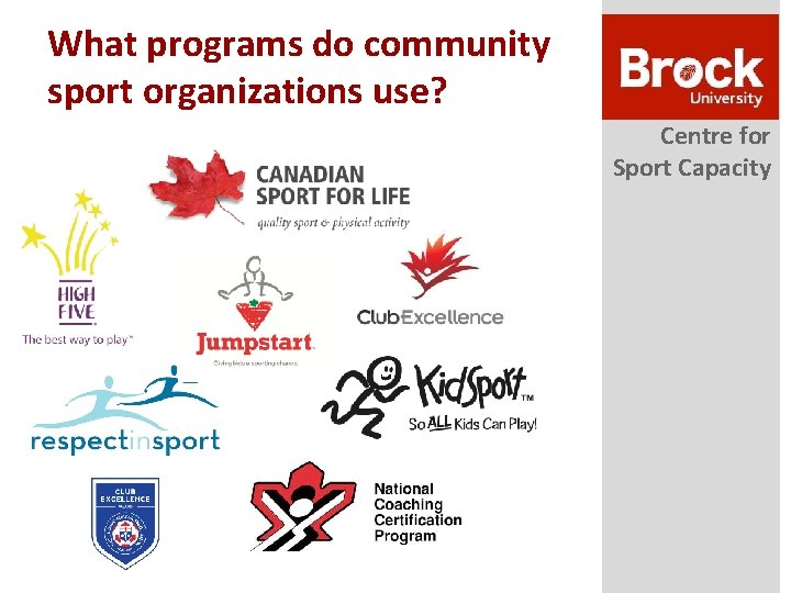 What programs do community sport organizations use? Centre for Sport Capacity 