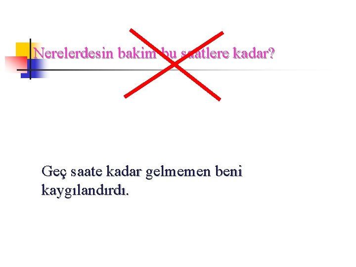 Nerelerdesin bakim bu saatlere kadar? Geç saate kadar gelmemen beni kaygılandırdı. 