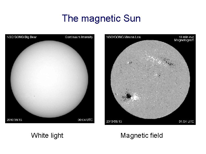 The magnetic Sun White light Magnetic field 