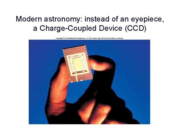 Modern astronomy: instead of an eyepiece, a Charge-Coupled Device (CCD) 
