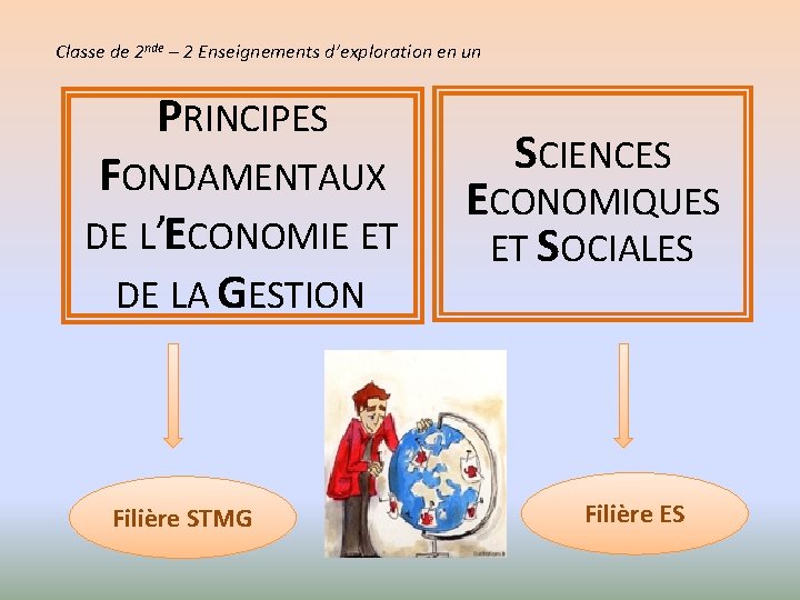 Classe de 2 nde – 2 Enseignements d’exploration en un PRINCIPES FONDAMENTAUX DE L’ECONOMIE