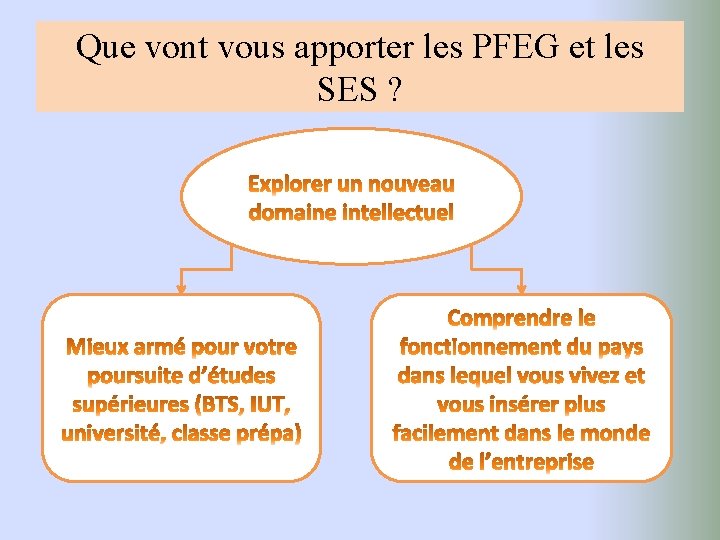 Que vont vous apporter les PFEG et les SES ? 