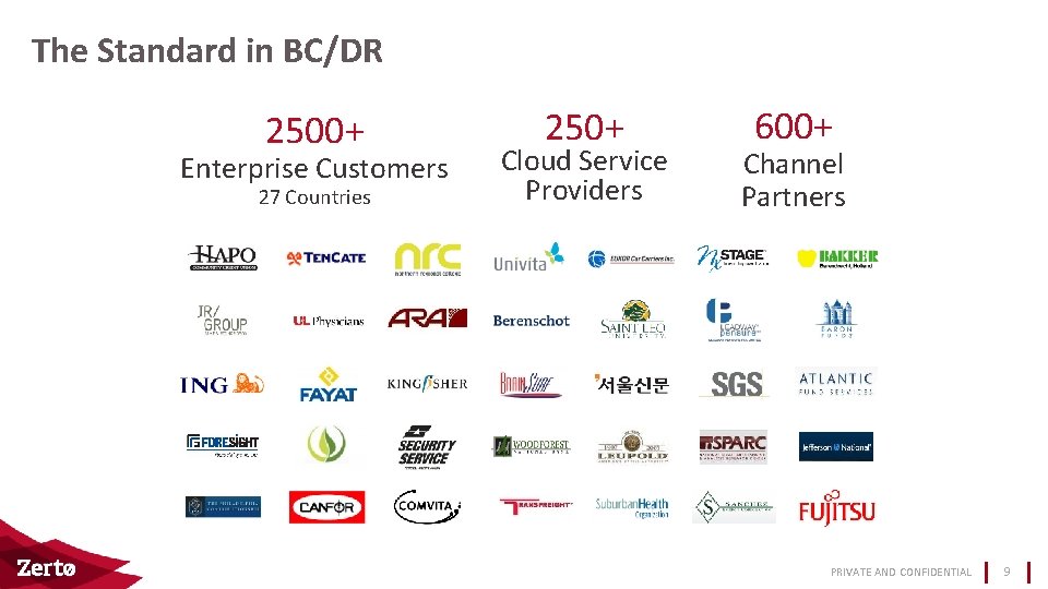 The Standard in BC/DR 2500+ Enterprise Customers 27 Countries 250+ Cloud Service Providers 600+ The Standard in BC/DR 2500+ Enterprise Customers 27 Countries 250+ Cloud Service Providers 600+
