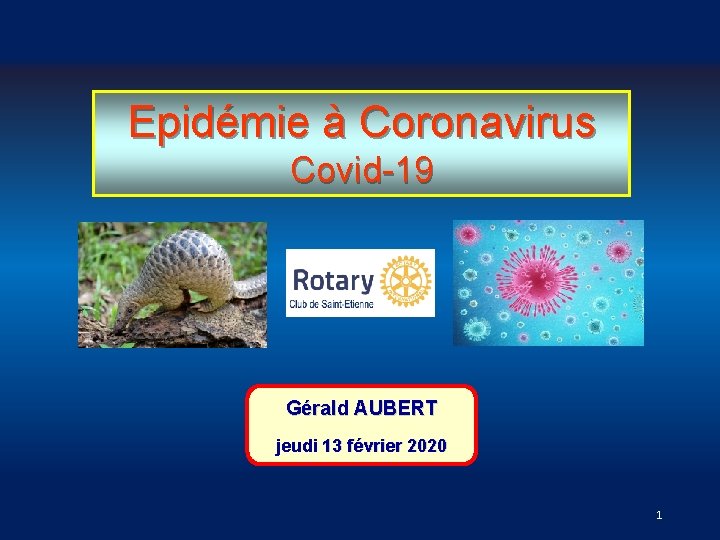 Epidémie à Coronavirus Covid-19 Gérald AUBERT jeudi 13 février 2020 1 