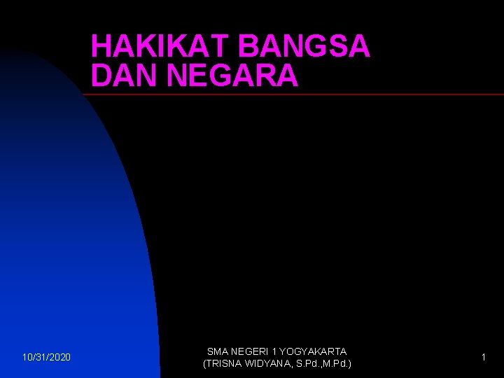 HAKIKAT BANGSA DAN NEGARA 10/31/2020 SMA NEGERI 1 YOGYAKARTA (TRISNA WIDYANA, S. Pd. ,