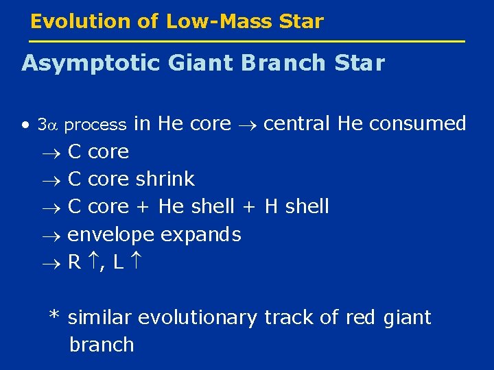 Evolution of Low-Mass Star Asymptotic Giant Branch Star 3 process in He core central