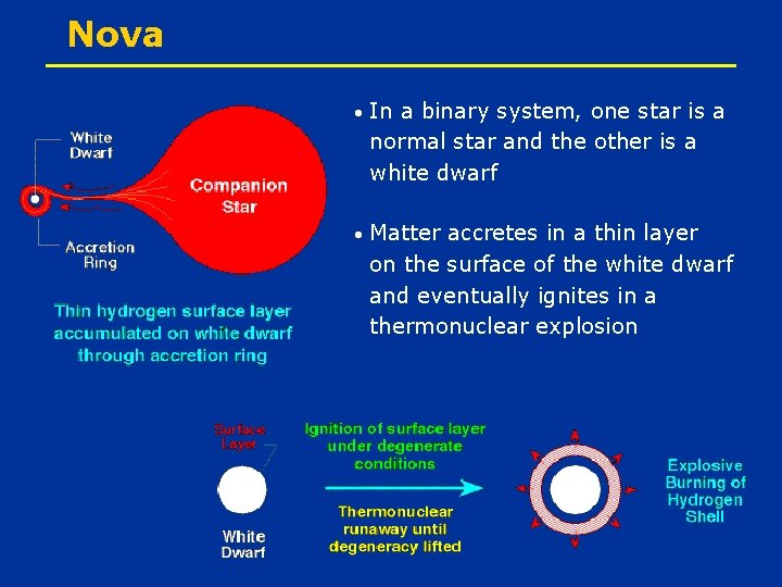 Nova In a binary system, one star is a normal star and the other