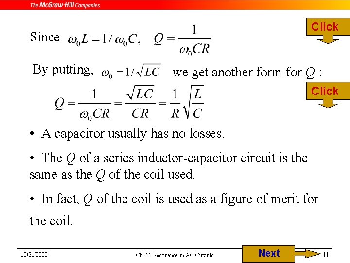 Click Since By putting, we get another form for Q : Click • A Click Since By putting, we get another form for Q : Click • A