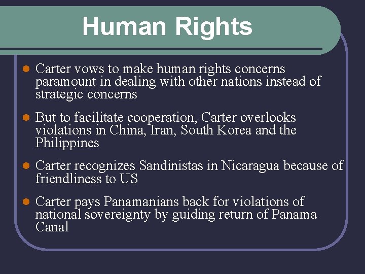 Human Rights l Carter vows to make human rights concerns paramount in dealing with