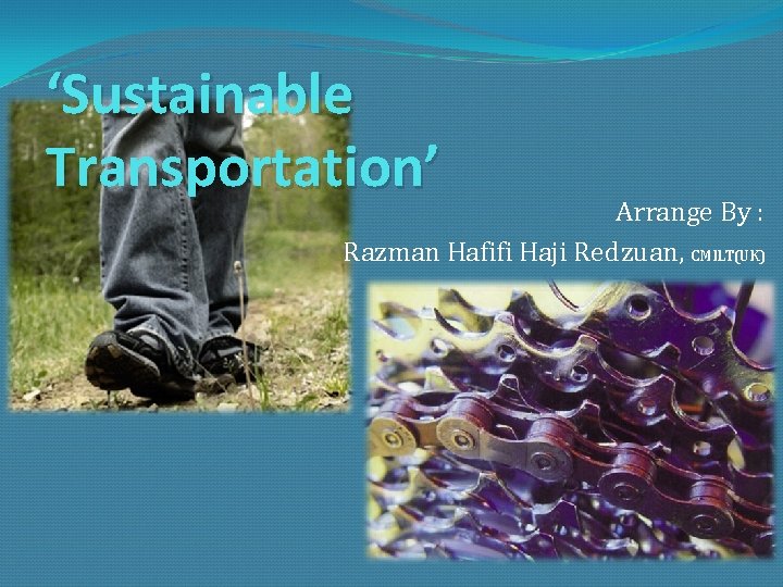 ‘Sustainable Transportation’ Arrange By : Razman Hafifi Haji Redzuan, CMILT(UK) 