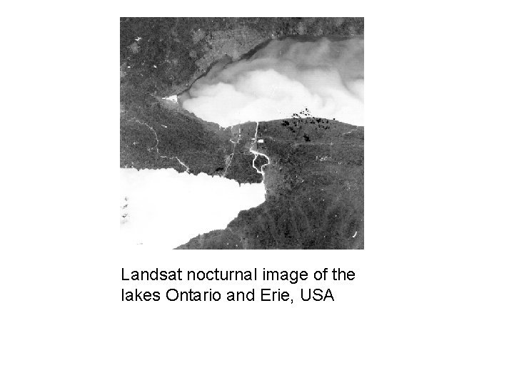 Landsat nocturnal image of the lakes Ontario and Erie, USA 