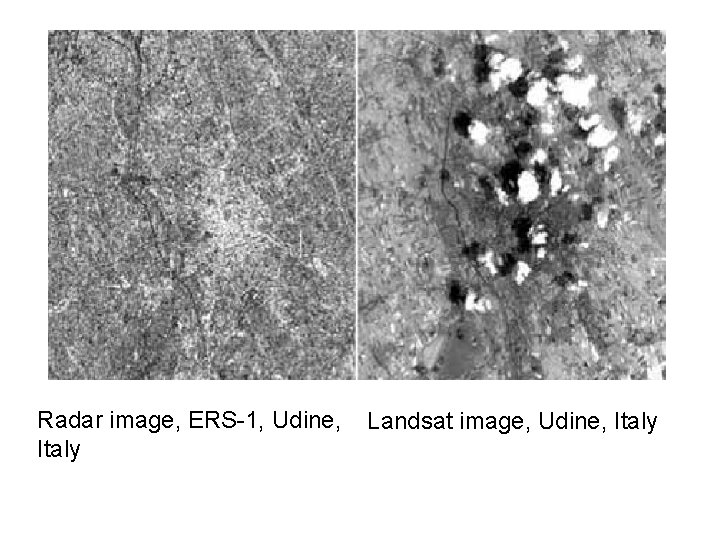 Radar image, ERS-1, Udine, Italy Landsat image, Udine, Italy 