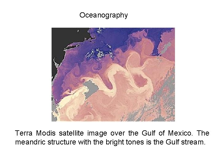 Oceanography Terra Modis satellite image over the Gulf of Mexico. The meandric structure with