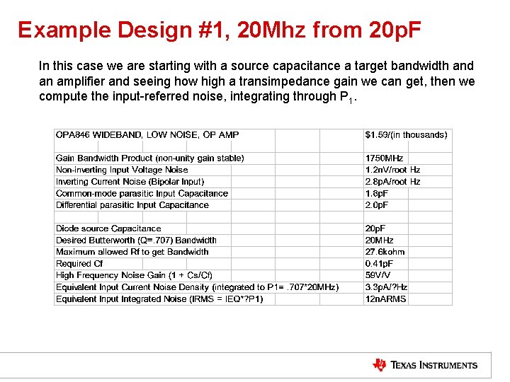 Example Design #1, 20 Mhz from 20 p. F In this case we are
