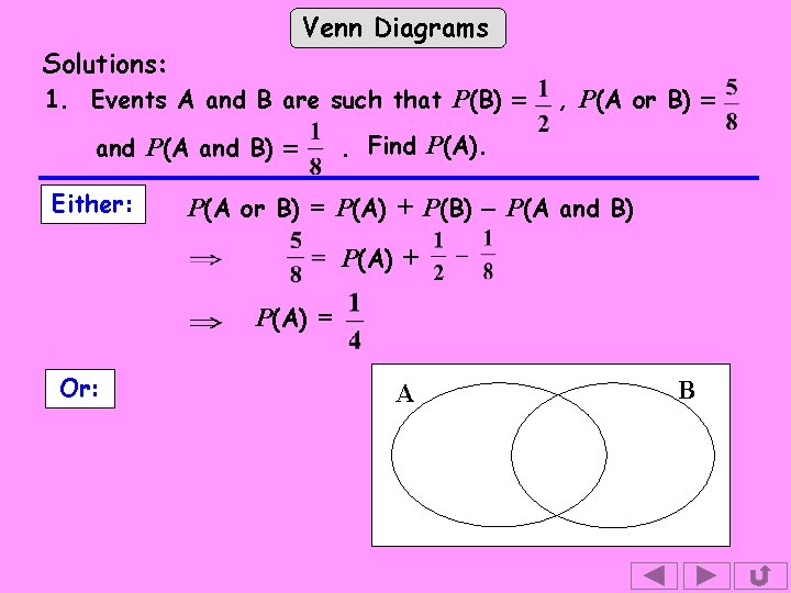 Venn Diagrams Solutions: 1. Events A and B are such that P(B) = and