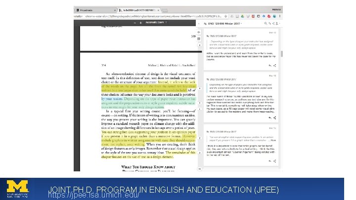 JOINT PH. D. PROGRAM IN ENGLISH AND EDUCATION (JPEE) https: //jpee. lsa. umich. edu/