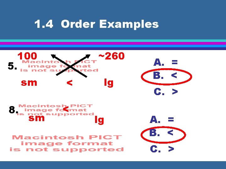 1. 4 Order Examples 100 5. sm 8. sm ~260 < < lg lg