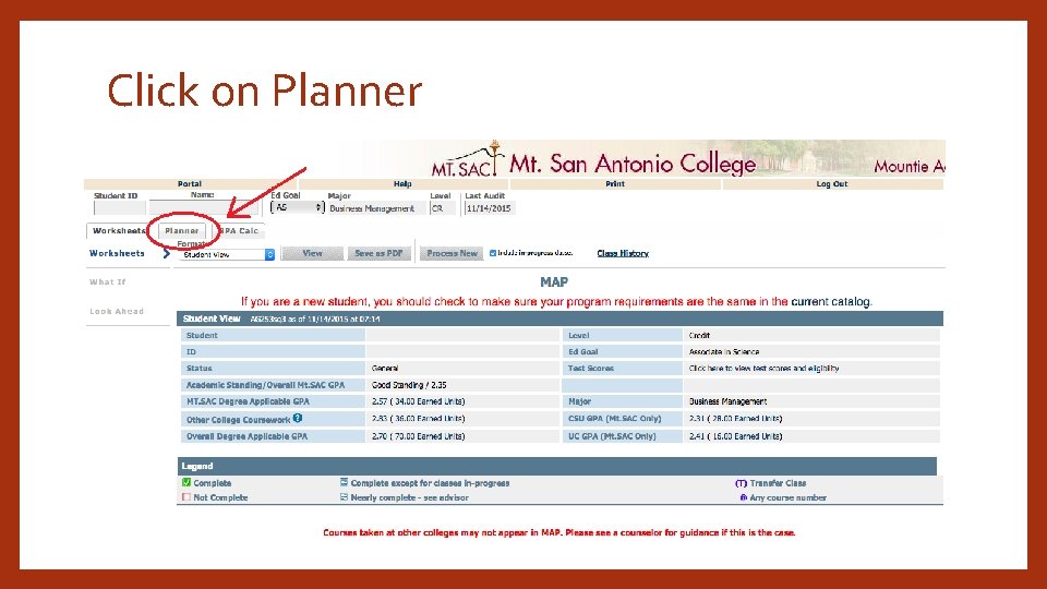 Click on Planner 