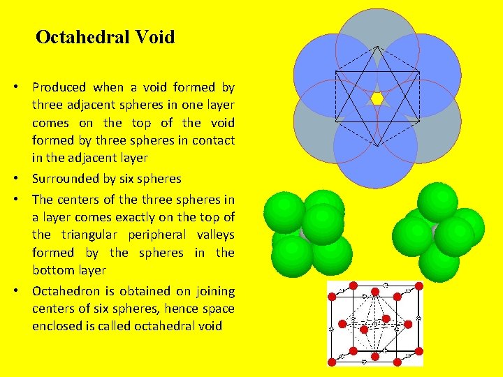 Octahedral Void • Produced when a void formed by three adjacent spheres in one