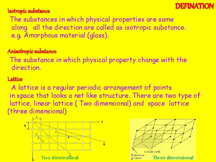 Isotropic substance DEFINATION The substances in which physical properties are same along all the