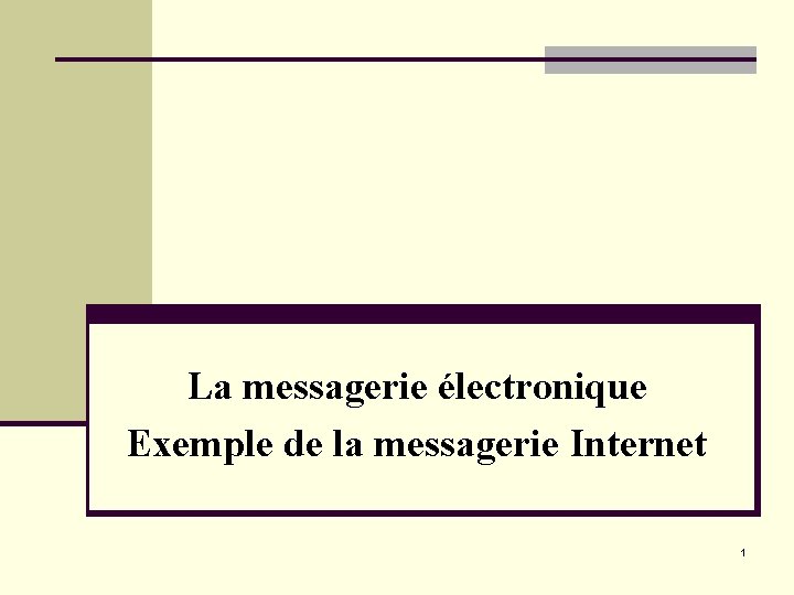 La messagerie électronique Exemple de la messagerie Internet 1 La messagerie électronique Exemple de la messagerie Internet 1