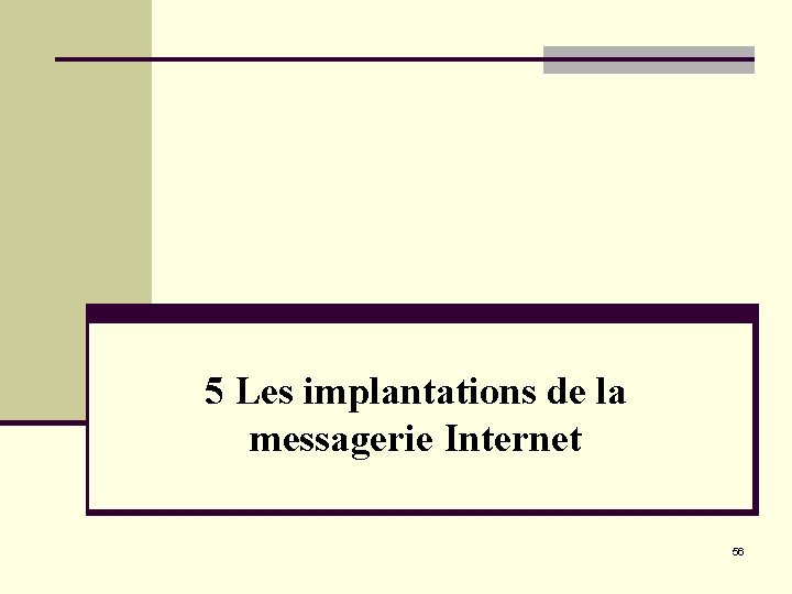 5 Les implantations de la messagerie Internet 56 5 Les implantations de la messagerie Internet 56