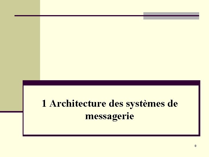 1 Architecture des systèmes de messagerie 8 1 Architecture des systèmes de messagerie 8