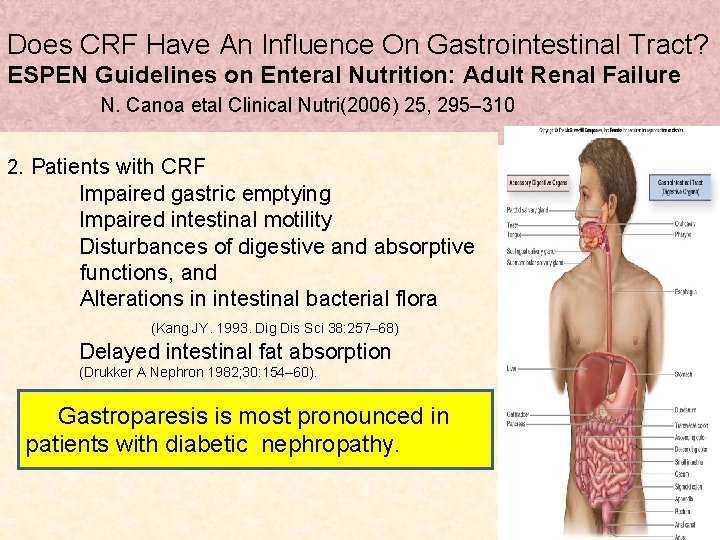 Does CRF Have An Influence On Gastrointestinal Tract? ESPEN Guidelines on Enteral Nutrition: Adult